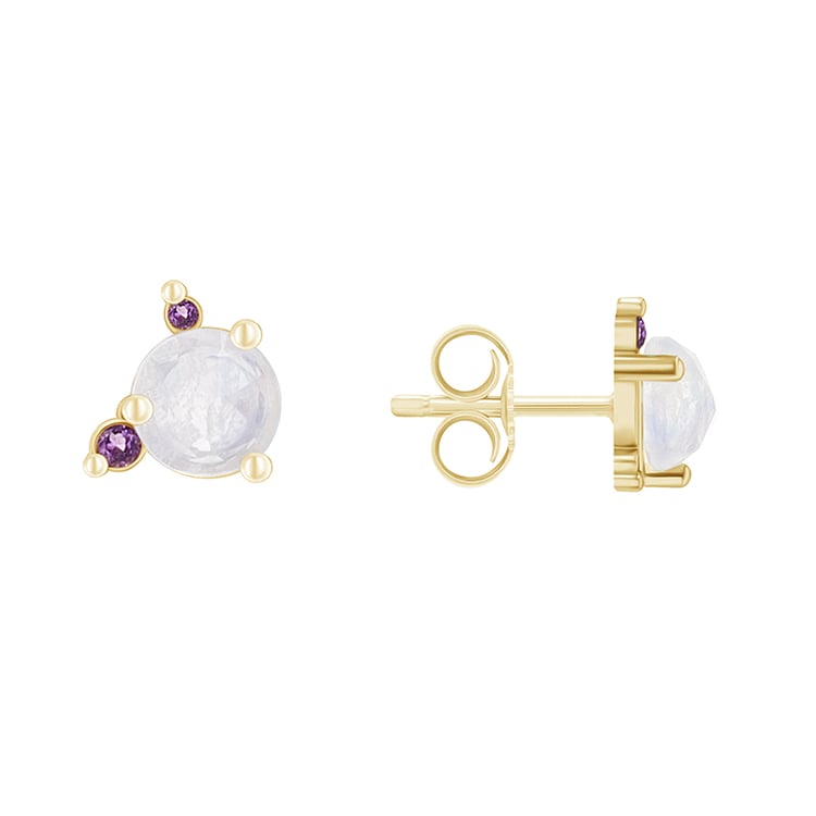 Náušnice s měsíčním kamenem ze žlutého zlata 89732