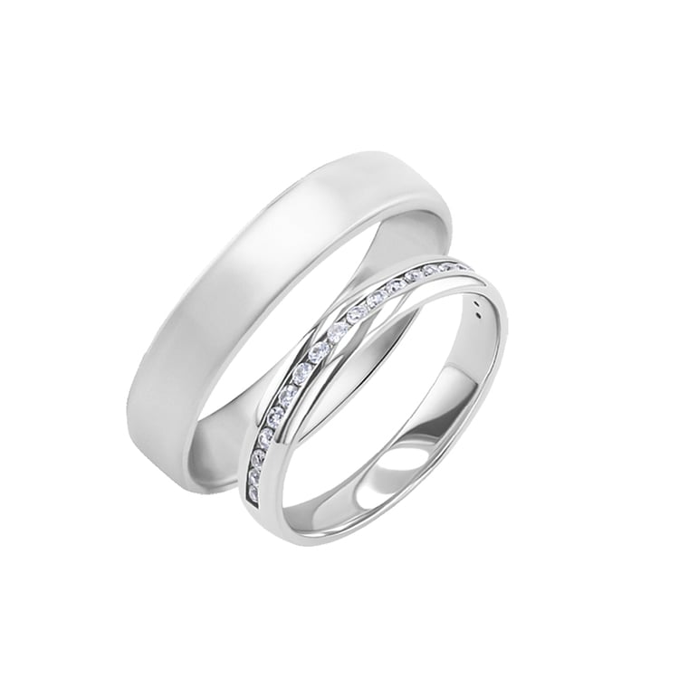 Zlaté snubní prsteny eternity s lab-grown diamanty a komfortní pánský Tiall 150485