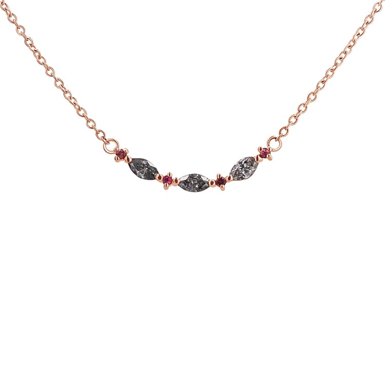 Náhrdelník s marquise salt and pepper diamanty a turmalíny Milli