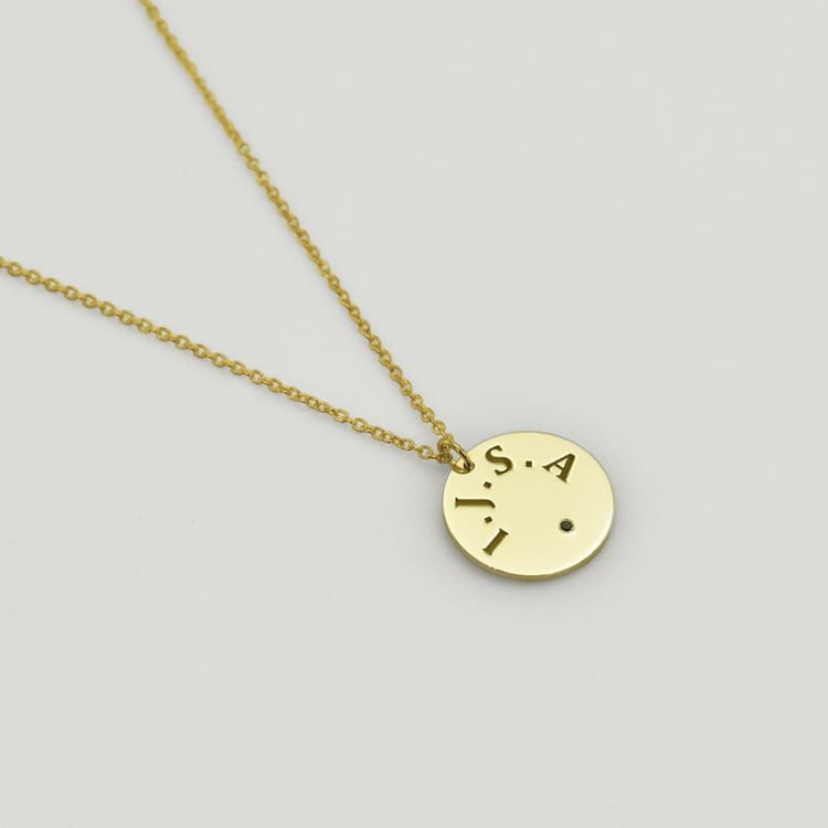 Náhrdelník s gravírem a černým diamantem 33202