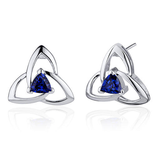 Stříbrné náušnice se safíry