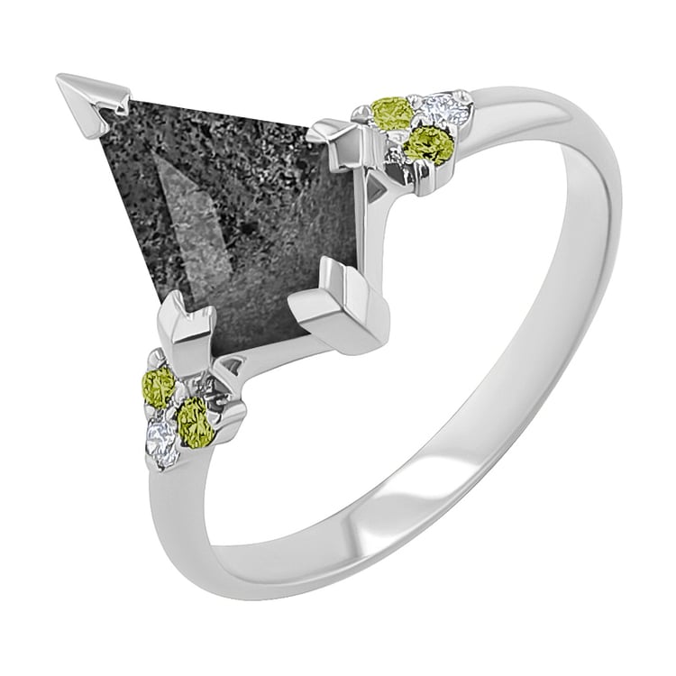 Neobyčejný prsten s dendritickým quartzem a olivínem Kettil 148410