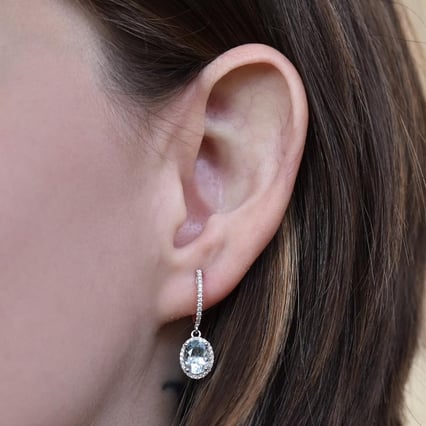 Zlaté náušnice s akvamaríny a diamanty Azura