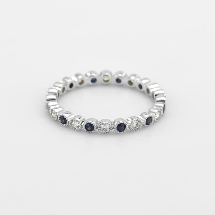 Prsten s diamanty a modrými safíry 46297