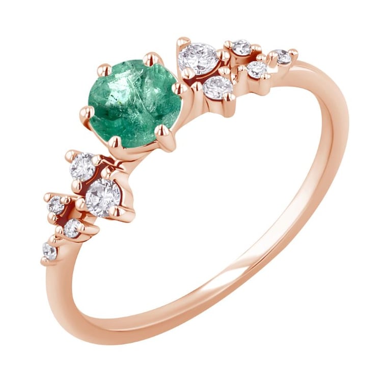 Zásnubní prsten se smaragdem a diamanty Olha 151102