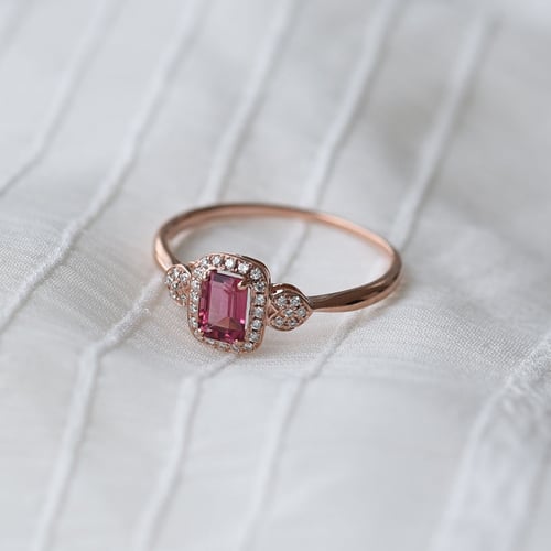 Zlatý prsten s emerald turmalínem a diamanty Marin