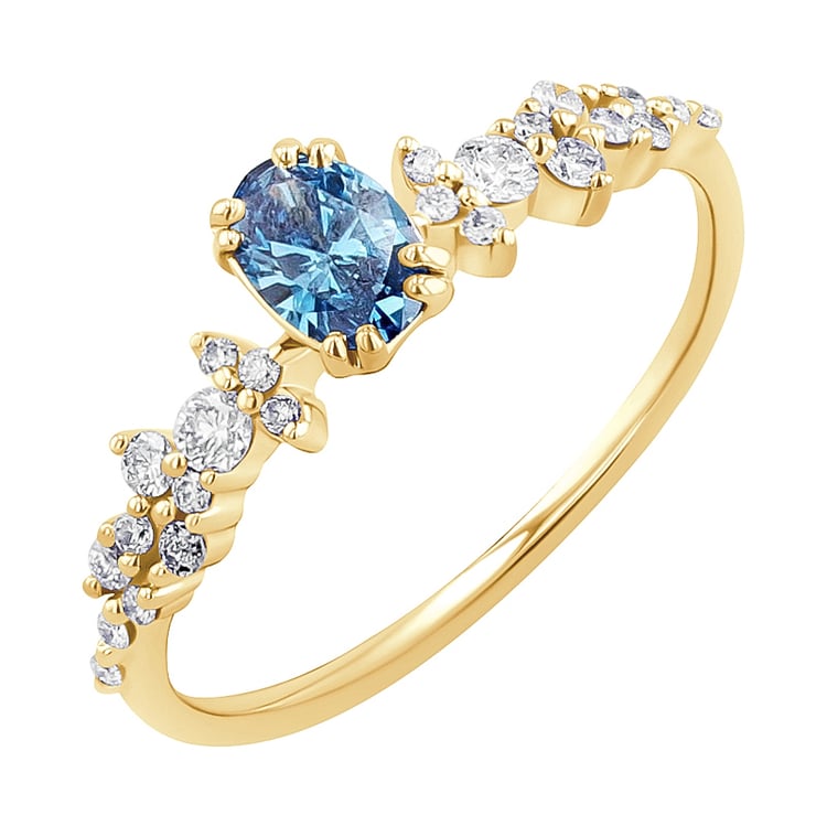 Zásnubní prsten s 0.32ct IGI certifikovaným modrým lab-grown diamantem Mica