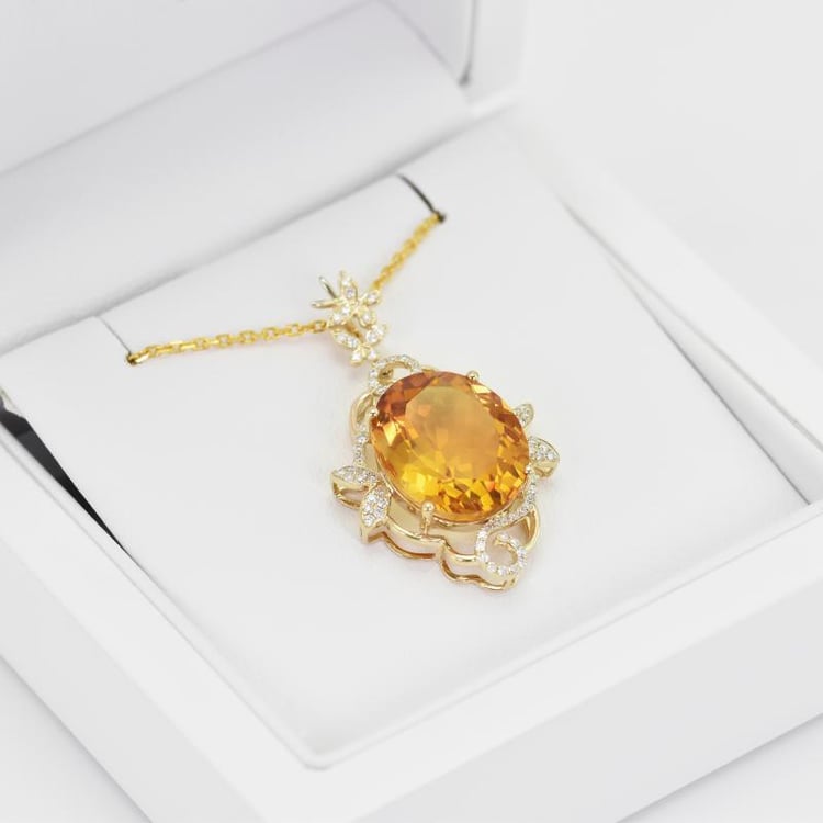 Zlatý náhrdelník s citrínem 14985