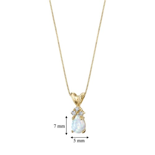 Zlatý přívěsek s bílým pear opálem a diamanty Electrah