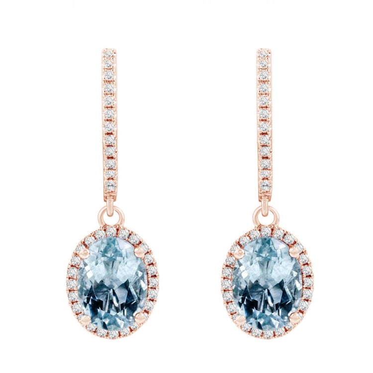 Zlaté náušnice s akvamaríny a diamanty 85643