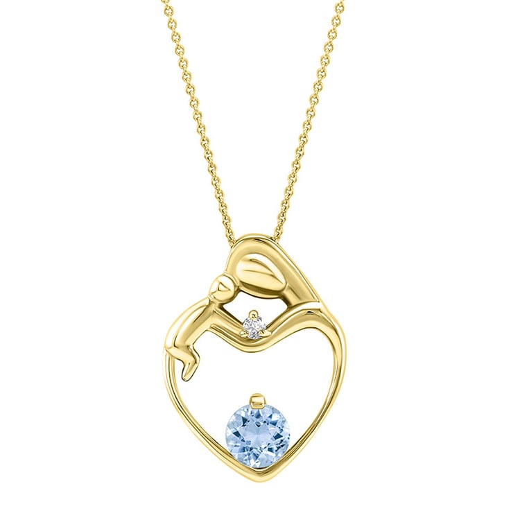 Akvamarínový přívěsek matka a dítě s diamantem Ella 108845