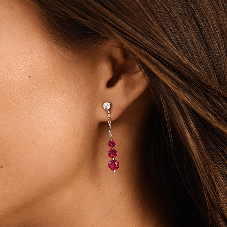 Stříbrné náušnice s rubíny Vasia 162682