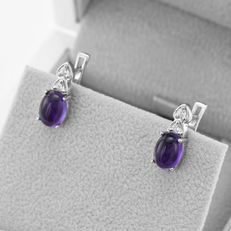 Visací náušnice s ametysty a zirkony 49319