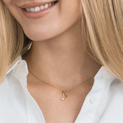 Zlatý přívěsek s lab-grown diamantem ve tvaru noty Bety
