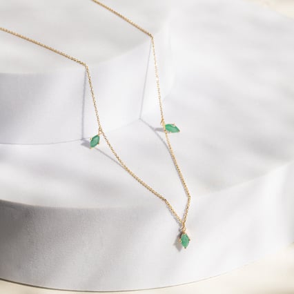 Zlatý náhrdelník s brazilskými smaragdy Elmie