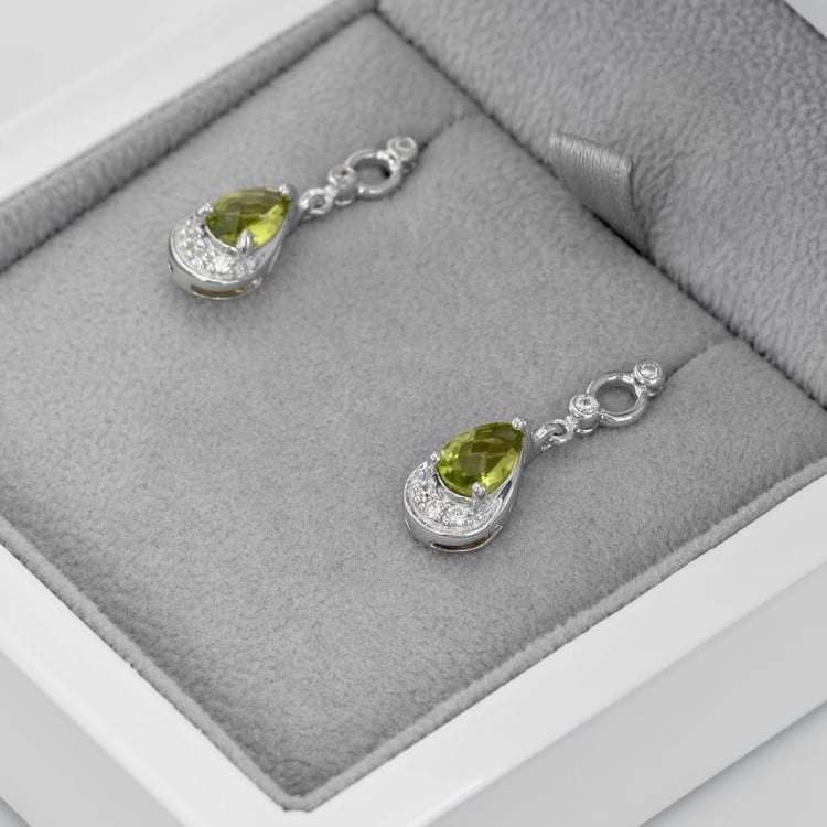 Olivínové stříbrné visací náušnice 43712