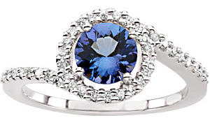 Zlatý prsten s tanzanitem a diamanty 470