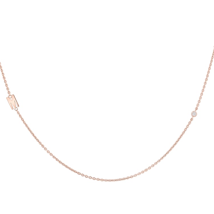 Stříbrný náhrdelník s písmenkem M a lab-grown diamantem Lina 167910