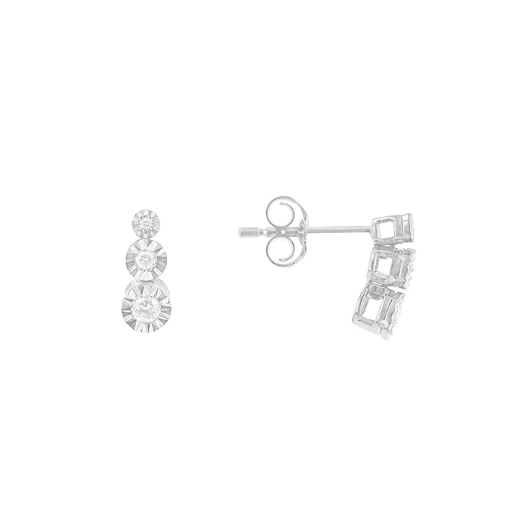 Minimalistické náušnice s diamanty z bílého zlata 85672