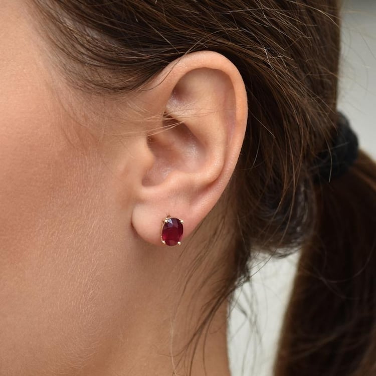 Zlaté náušnice s rubíny 34885