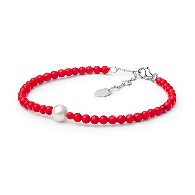 Korálová stříbrná kolekce šperků s perlou Anam 108717