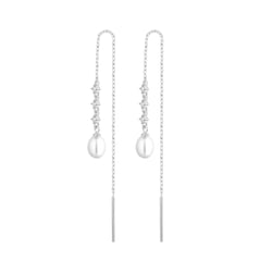 Visací perlové náušnice se zirkony Elgie