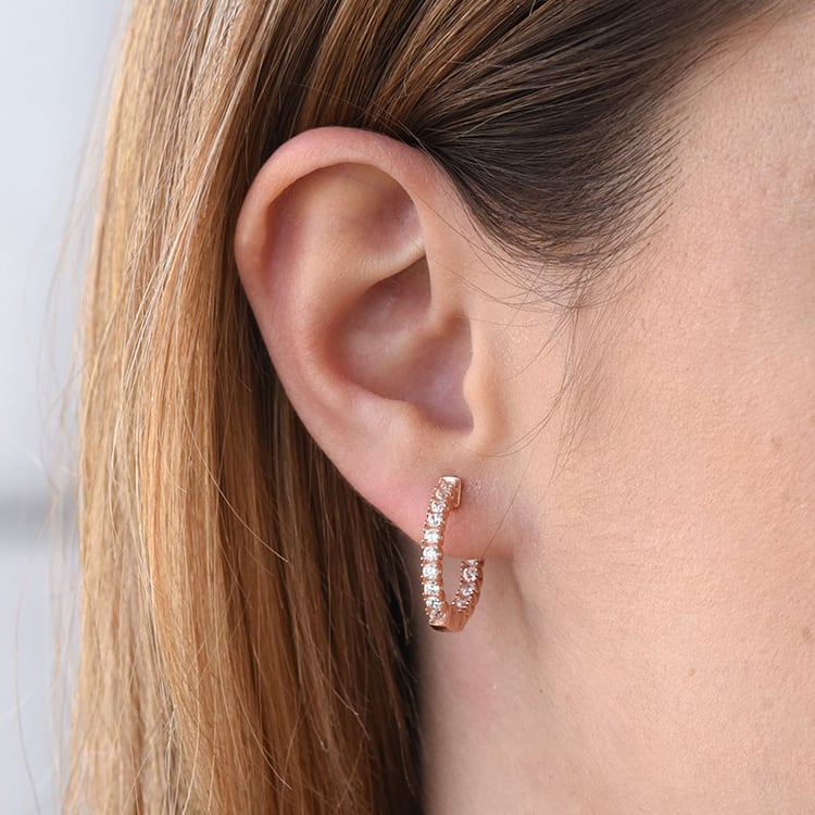 Kruhové náušnice z pozlaceného stříbra se zirkony 80676