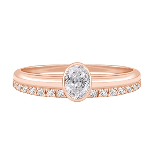 Zlatý zásnubní set prstenů s oválným diamantem Iline