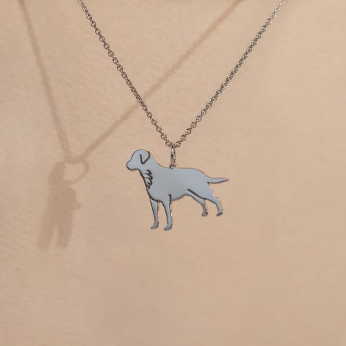 Stříbrný přívěsek ve tvaru psa s gravírem Labrador Retriever