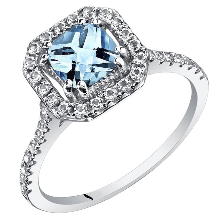 Akvamarín ve zlatém prstenu s bílými topazy Udane