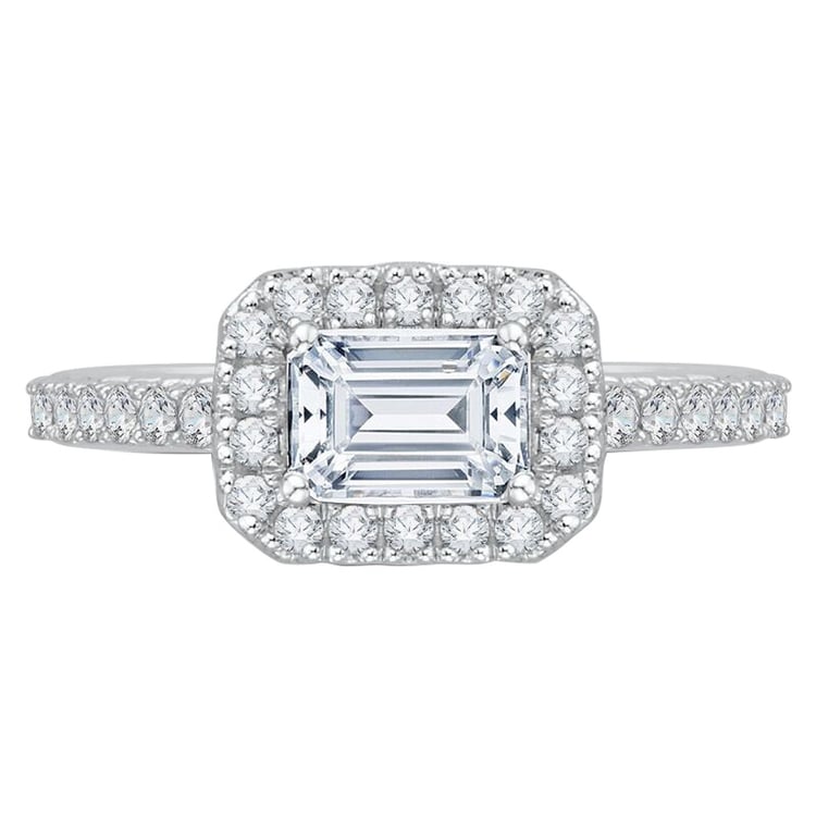 Zásnubní prsten s emerald diamantem v halo stylu 60549