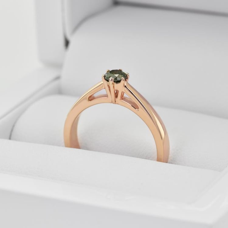 Prsten se zeleným diamantem 30063