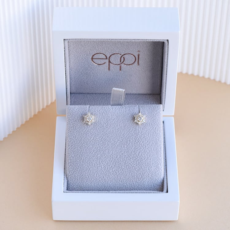 Náušnice ve tvaru hexagon s diamanty 95961