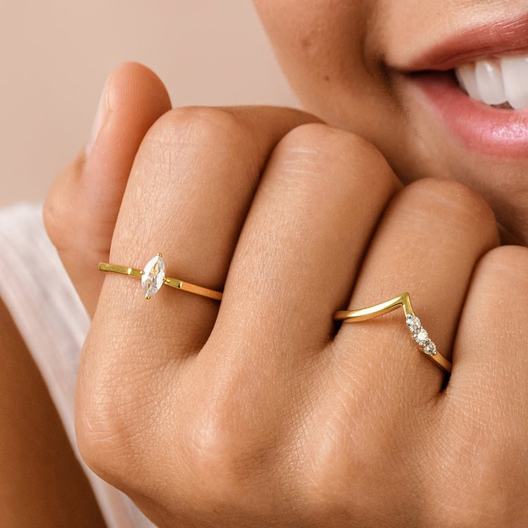 Zlatý prsten s lab-grown diamanty Jenni 161427