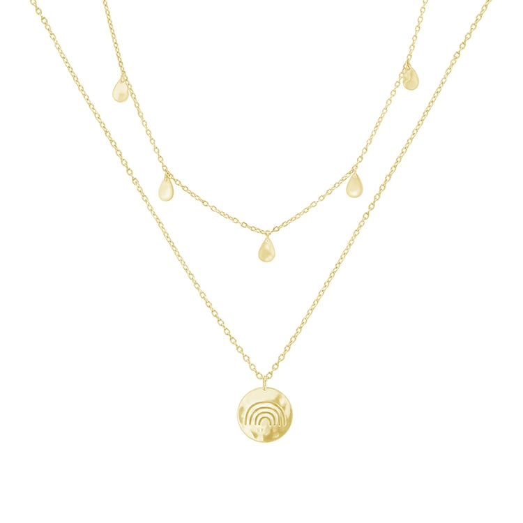 Set stříbrného přívěsku a náhrdelníku s kapkami a duhou A Cup Of Style 82132