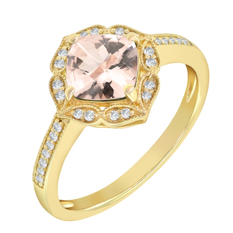 Prsten s cushion morganitem 27572
