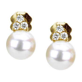 Perlové zlaté náušnice s diamanty 5865