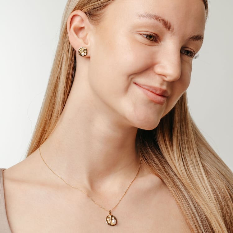 Kolekce stříbrných šperků s perlami a bílými topazy Darleen 163975