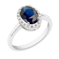 Safírově modrý prsten s diamanty Arya