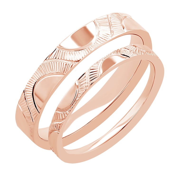 Snubní prsteny s ruční rytinou slunce Villa 116426