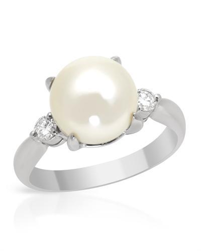 Platinový prsten s perlou a diamanty Jinx