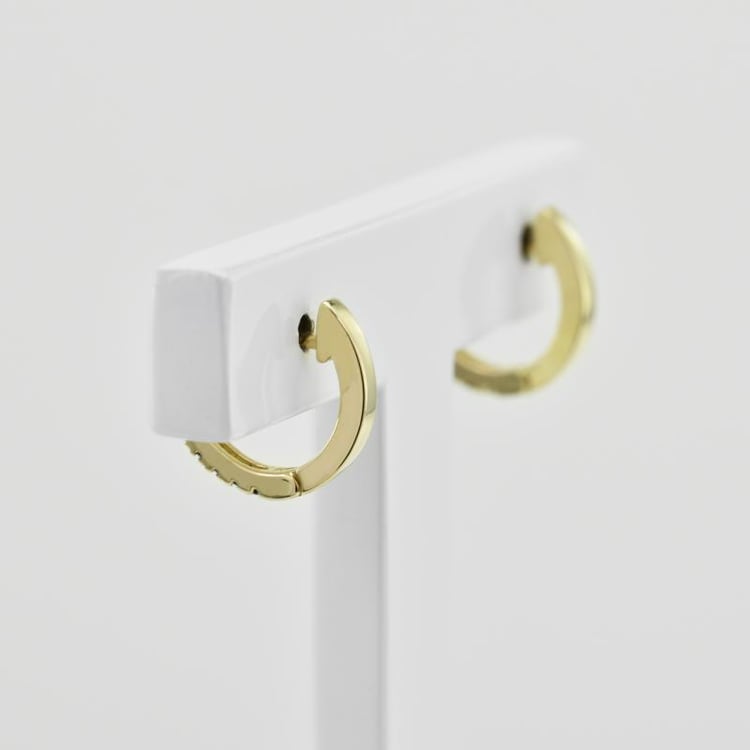 Zlaté kruhové náušnice s černými diamanty 50214