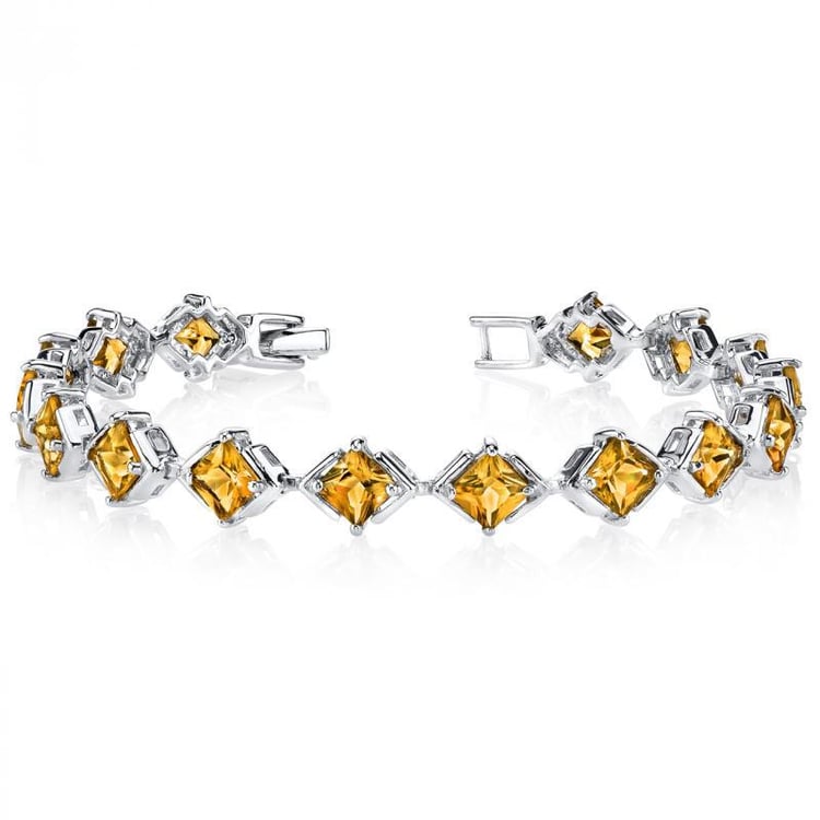 Princess citríny v elegantním stříbrném náramku Lace