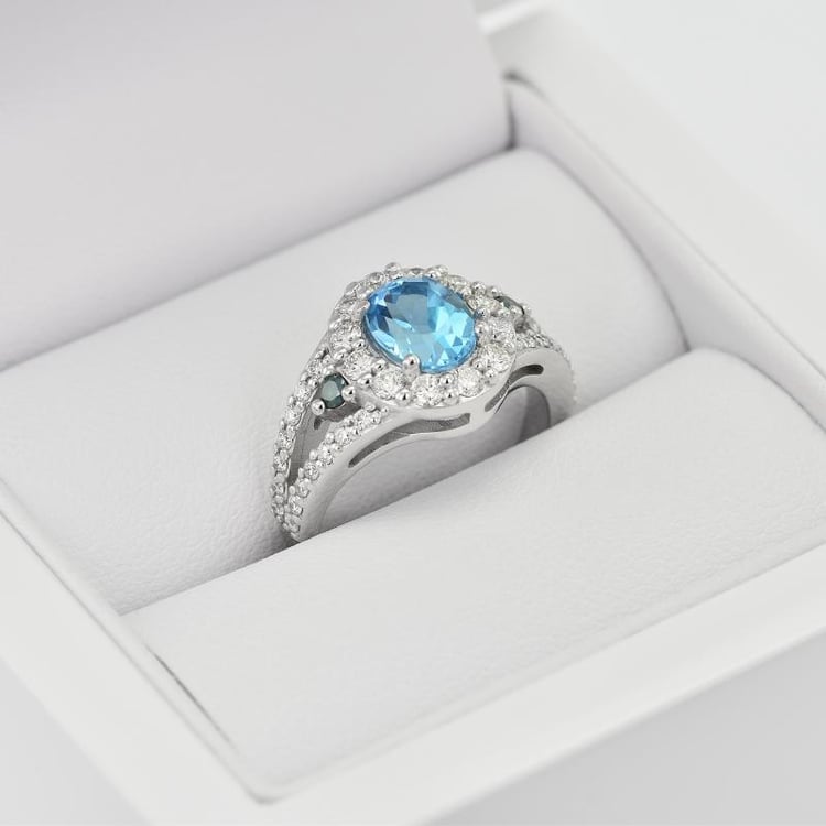 Prsten s modrým topazem 21658