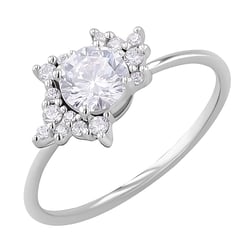 Atypický cluster zásnubní prsten s moissanitem a lab-grown diamanty Talisha