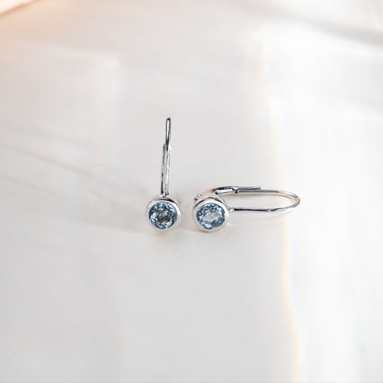 Zlaté visací náušnice s akvamaríny Vega