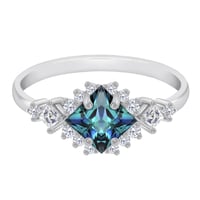 Zásnubní prsten s princess alexandritem a moissanity Medrie