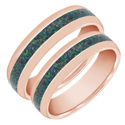 Zlaté snubní prsteny s černou opálovou výplní Alba