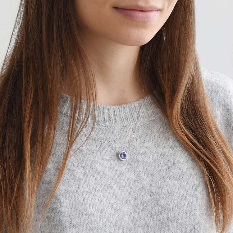 Zlatý diamantový náhrdelník s tanzanitem 90067