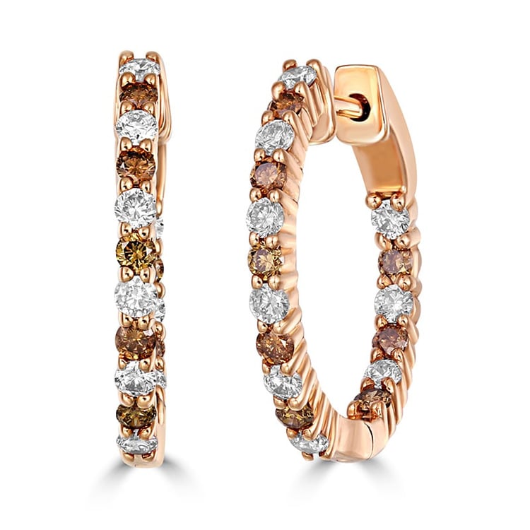 Zlaté náušnice s champagne a bílými diamanty Ola